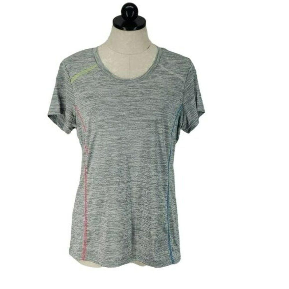 Zone Pro Mens‎ Gray Heather Space Dye Active Short Sleeve T-Shirt Large